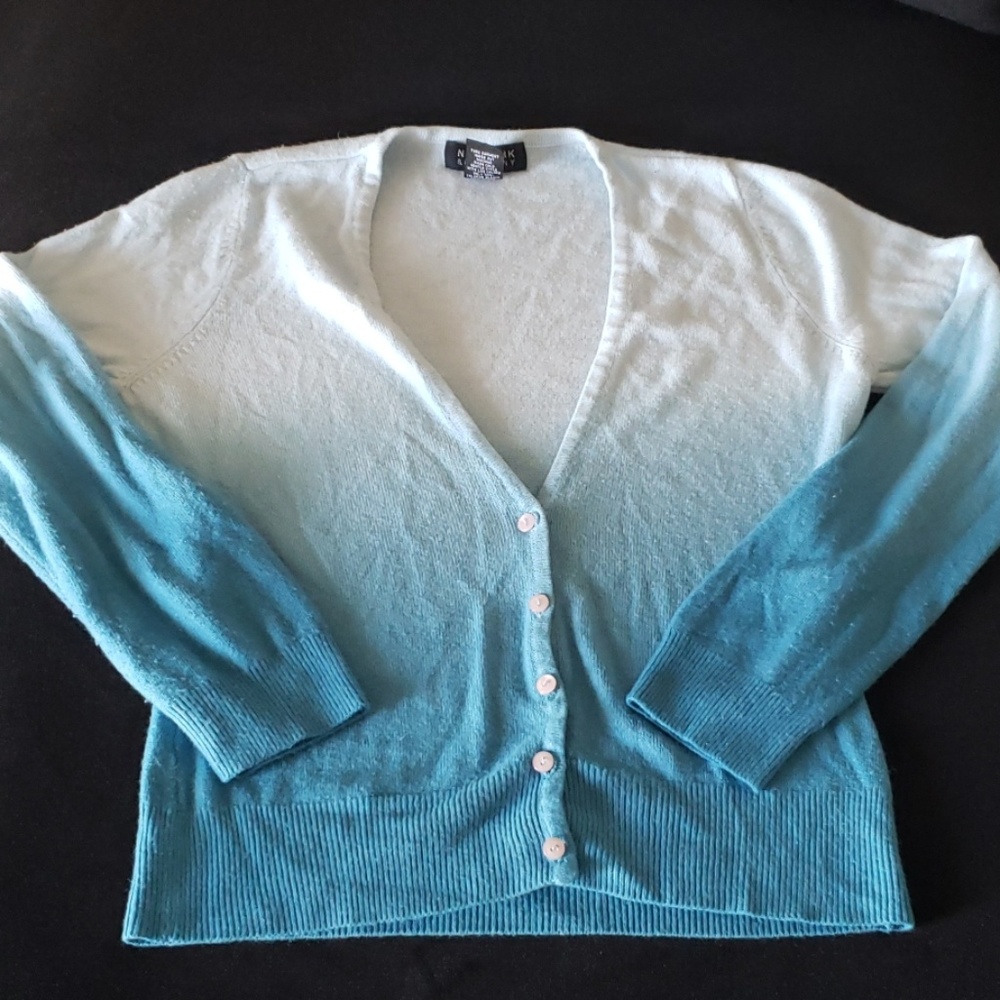 Turquoise Faded Cardigan Sweater